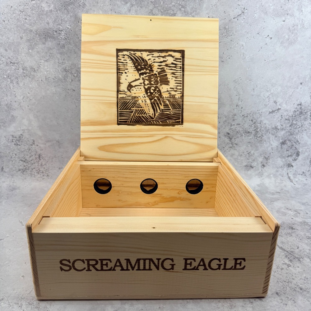 Screaming Eagle 2022 Oakville Cabernet Sauvignon Wooden Wine‎ Box Crate 3 Bottle